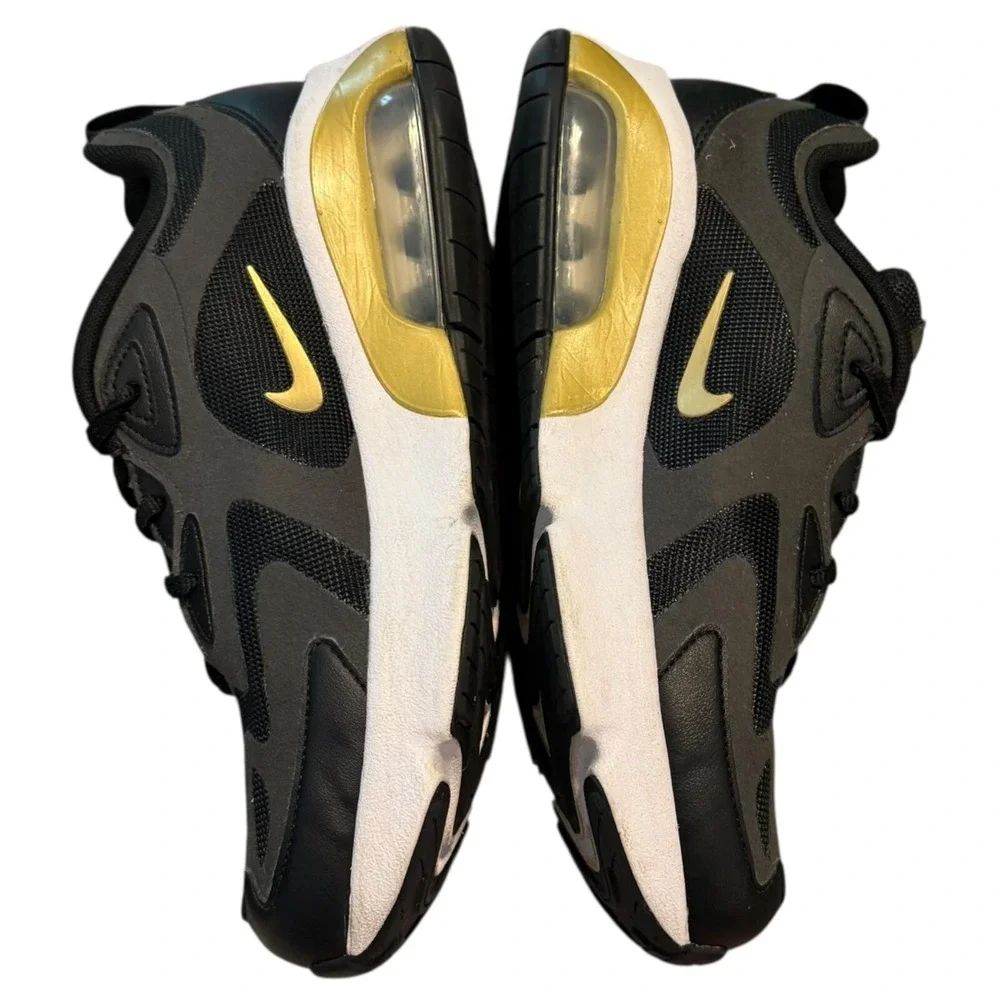 Nike Air Max 200 Black Metallic Gold‎ Shoes Size 7Y Athletic Sneakers